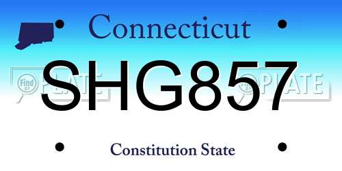 SHG857 Connecticut License Plate
