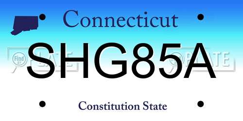 SHG85A Connecticut License Plate