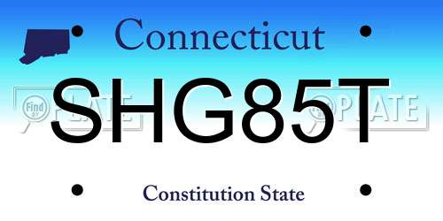 SHG85T Connecticut License Plate