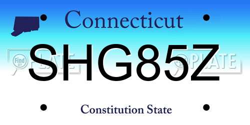 SHG85Z Connecticut License Plate