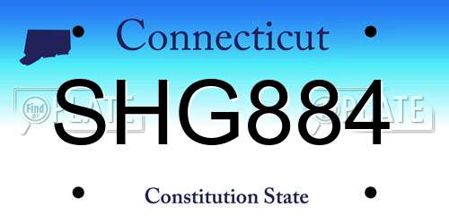 SHG884 Connecticut License Plate