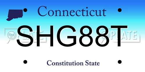 SHG88T Connecticut License Plate