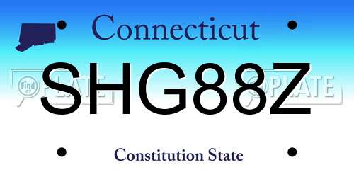 SHG88Z Connecticut License Plate