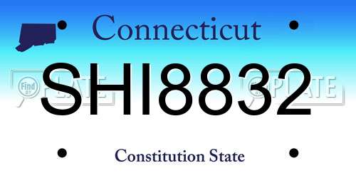 SHI8832 Connecticut License Plate