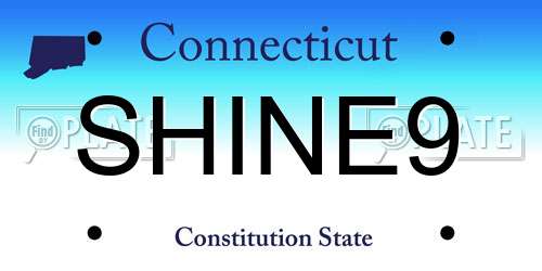 SHINE9 Connecticut License Plate
