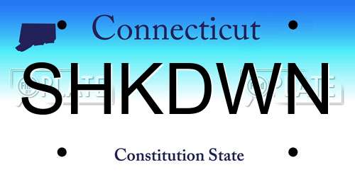 SHKDWN Connecticut License Plate