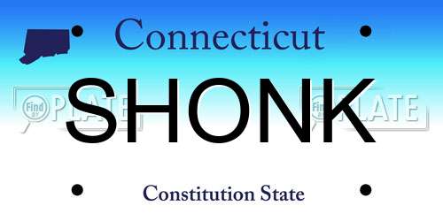 SHONK Connecticut License Plate