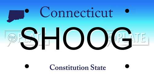 SHOOG Connecticut License Plate