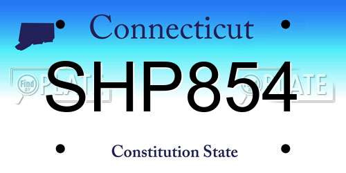 SHP854 Connecticut License Plate
