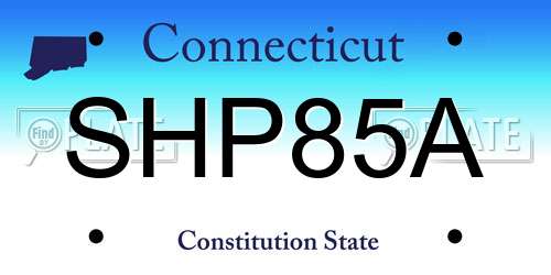 SHP85A Connecticut License Plate