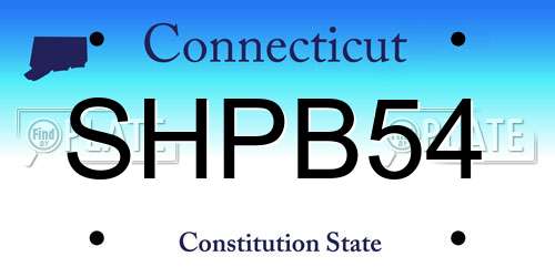 SHPB54 Connecticut License Plate