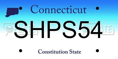 SHPS54 Connecticut License Plate