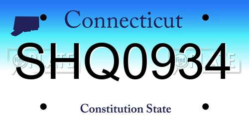 SHQ0934 Connecticut License Plate