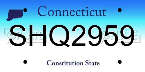 SHQ2959 Connecticut License Plate