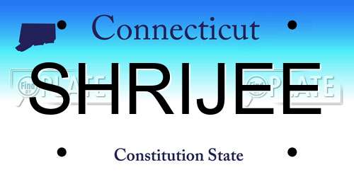 SHRIJEE Connecticut License Plate