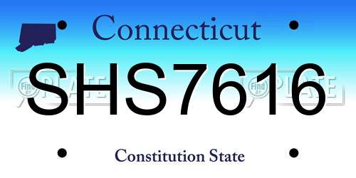 SHS7616 Connecticut License Plate