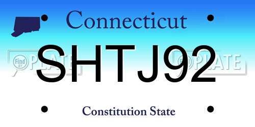 SHTJ92 Connecticut License Plate