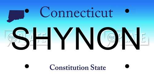 SHYNON Connecticut License Plate