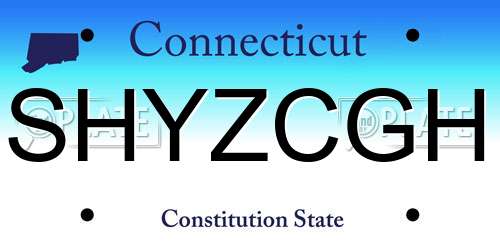 SHYZCGH Connecticut License Plate