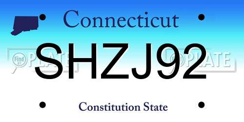 SHZJ92 Connecticut License Plate
