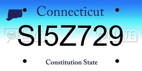 SI5Z729 Connecticut License Plate