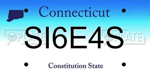 SI6E4S Connecticut License Plate