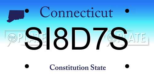 SI8D7S Connecticut License Plate