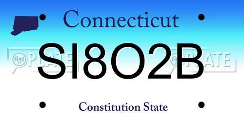 SI8O2B Connecticut License Plate