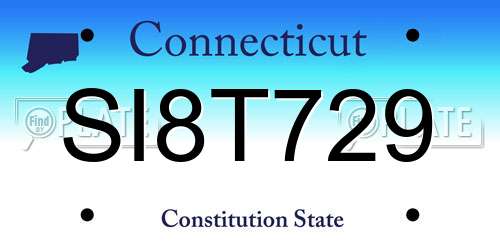 SI8T729 Connecticut License Plate