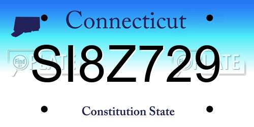 SI8Z729 Connecticut License Plate
