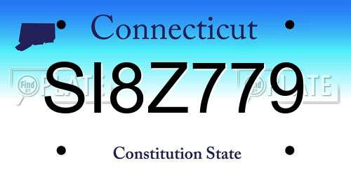 SI8Z779 Connecticut License Plate
