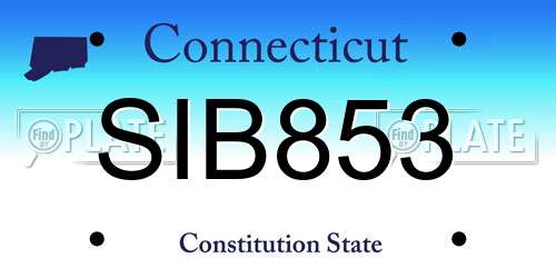 SIB853 Connecticut License Plate