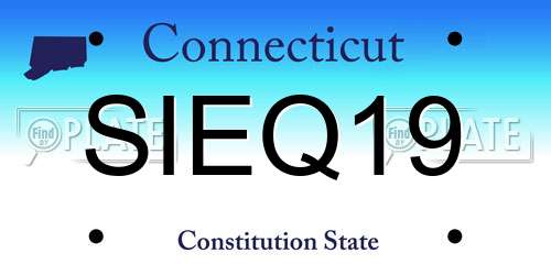 SIEQ19 Connecticut License Plate