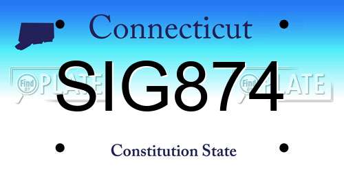 SIG874 Connecticut License Plate