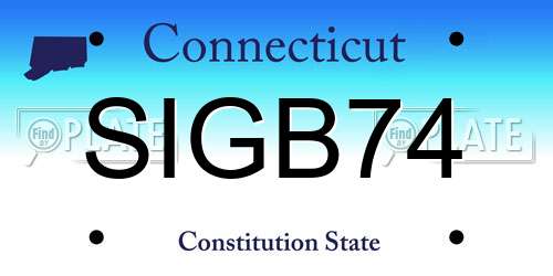 SIGB74 Connecticut License Plate