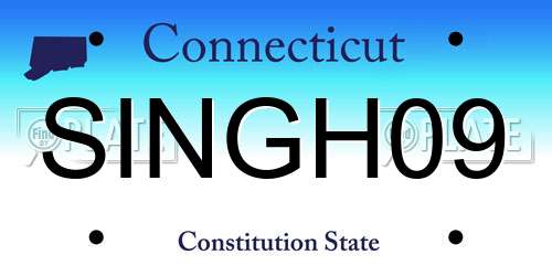 SINGH09 Connecticut License Plate