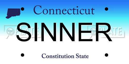 SINNER Connecticut License Plate