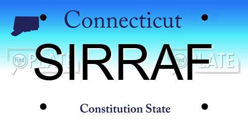 SIRRAF Connecticut License Plate