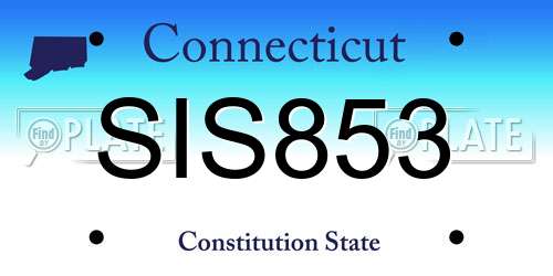 SIS853 Connecticut License Plate