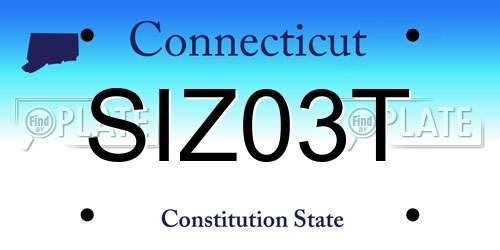 SIZ03T Connecticut License Plate