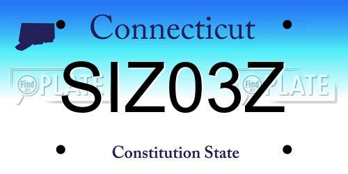 SIZ03Z Connecticut License Plate