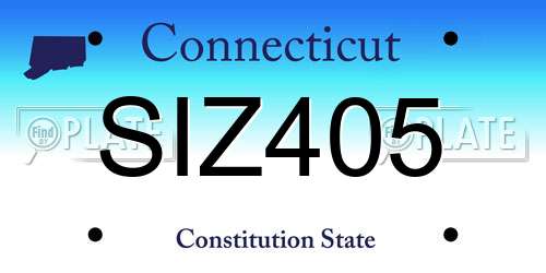 SIZ405 Connecticut License Plate