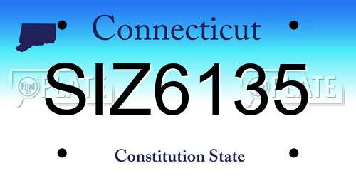 SIZ6135 Connecticut License Plate
