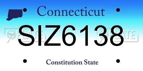 SIZ6138 Connecticut License Plate