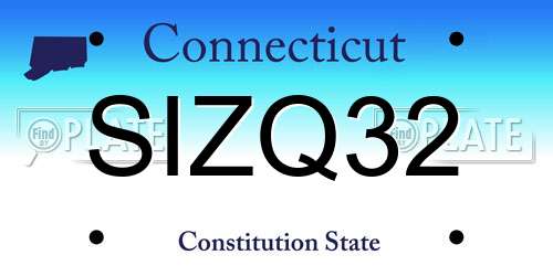 SIZQ32 Connecticut License Plate