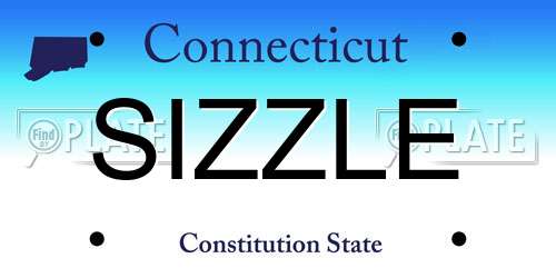 SIZZLE Connecticut License Plate