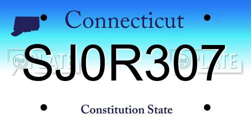 SJ0R307 Connecticut License Plate