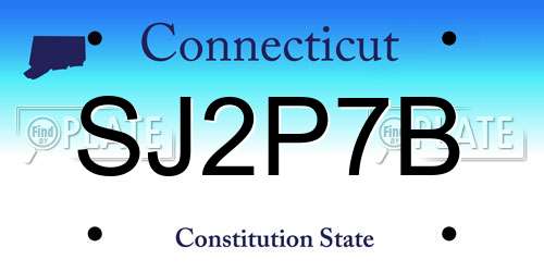 SJ2P7B Connecticut License Plate