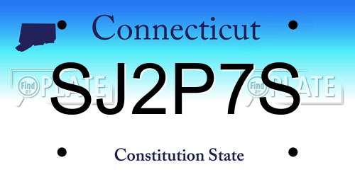 SJ2P7S Connecticut License Plate