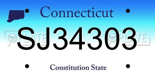 SJ34303 Connecticut License Plate